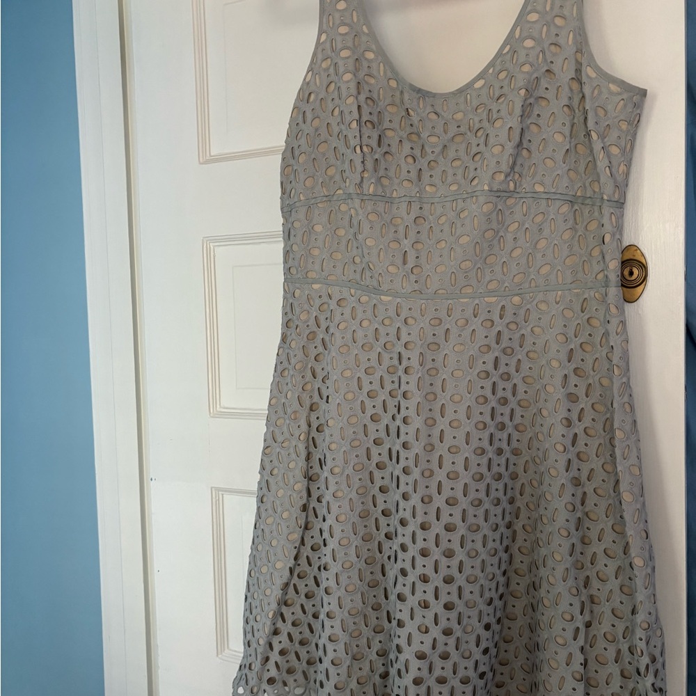 LOFT Gray Sleeveless A-line Dress for Wedding Guest